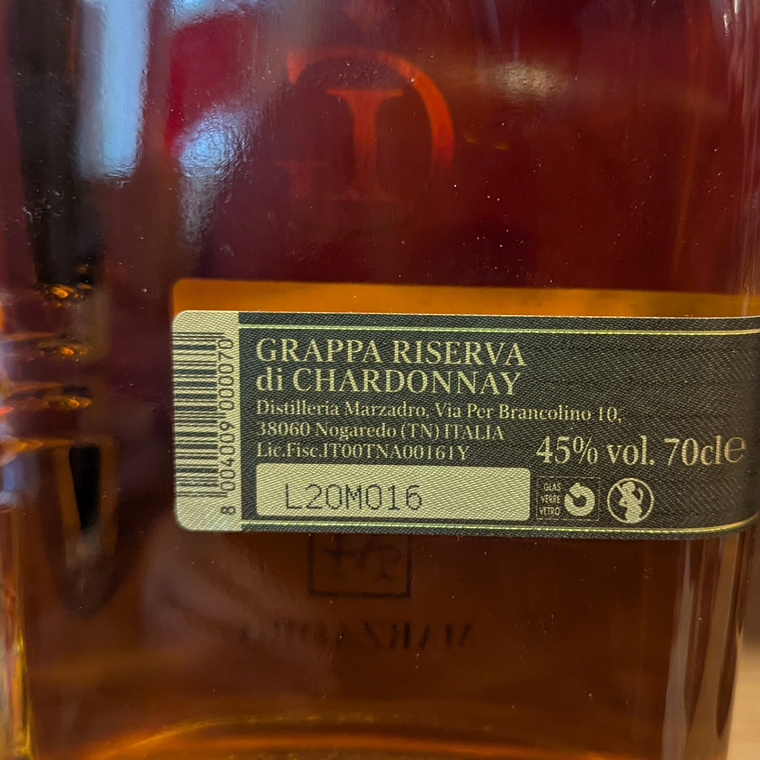 Grappa Giare Riserva Chardonnay Marzadro